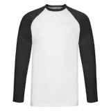 Футболка "Long Sleeve Baseball T", белый с черным_L, 100% х/б, 160 г/м2