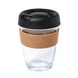 Стакан TARKOL с крышкой, 350мл, 12,8х9см, боросиликатное стекло, пробковое дерево, силикон